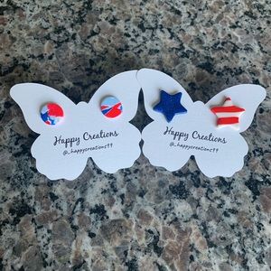 4th of July patriotic clay earrings